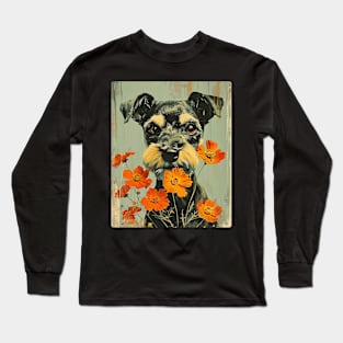 Yorkshire Terrier Flowers Photo Art Design For Dog Onwer Long Sleeve T-Shirt